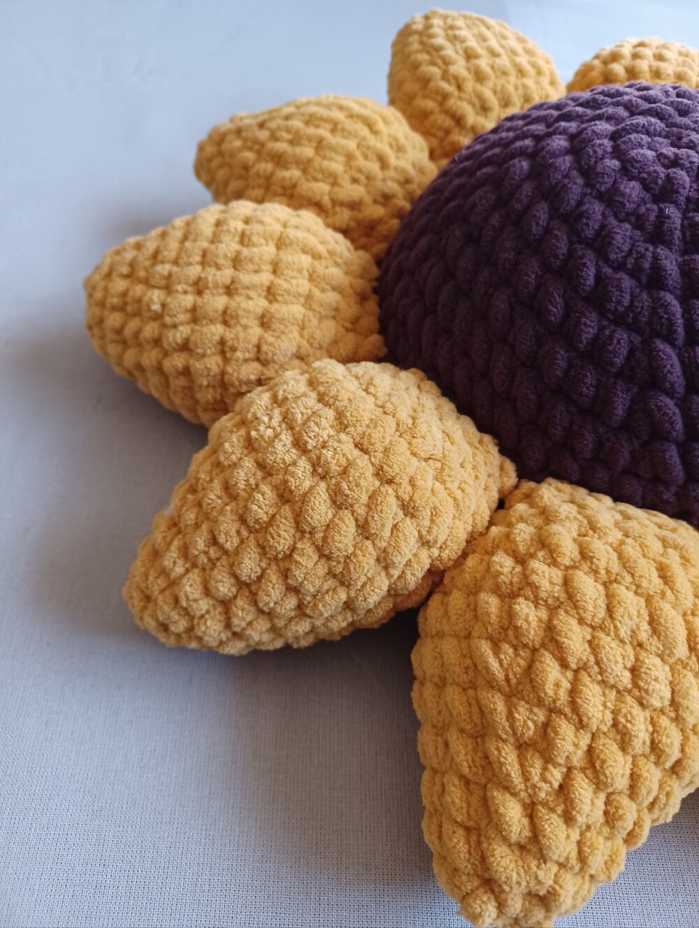 Handmade Crochet Sunflower Decorative Pillow - Picture 2 of 6